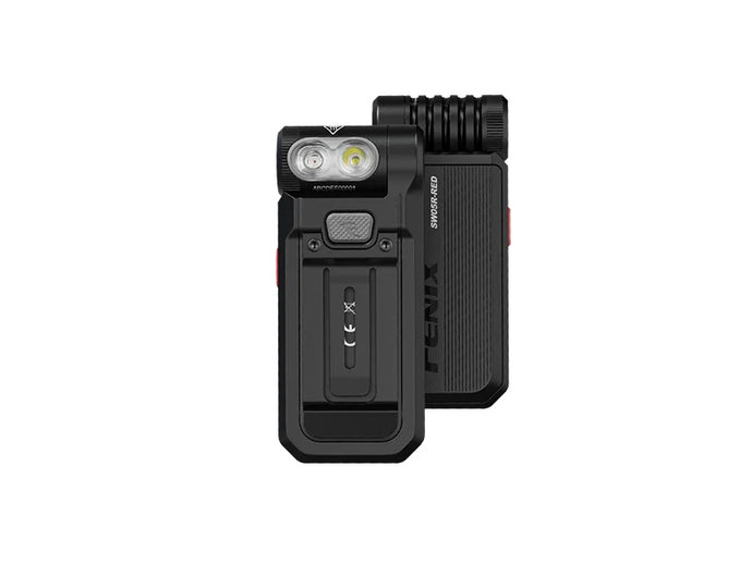Fenix E04R Clip-On Rechargeable LED Flashlight – 300 Lumens, White/Red Safety Light, 360° Rotating